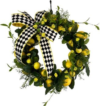 Summer Lemon Wreath For Front Door, Large Lemon Wreath, Kitchen Decor, Home Everyday Grapevine Wreath