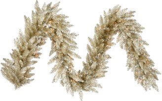 Champagne 9-foot x 14-inch Garland With 100 Warm White LED Lights