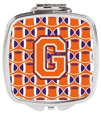 CJ1072-GSCM Letter G Football Orange, White & Regalia Compact Mirror