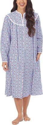 Lanz of Salzburg Classic 42 Open Neck Gown (Blue Multi Tyrolean) Women's Pajama