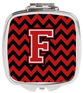 CJ1047-FSCM Letter F Chevron Black & Red Compact Mirror