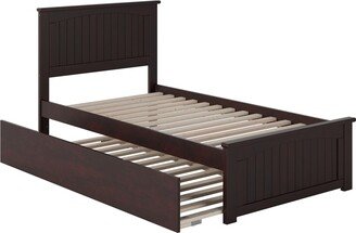 AFI Nantucket Twin Platform Bed with Matching Foot Board with Twin Size Urban Trundle Bed in Espresso