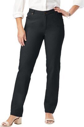 Jessica London Women's Plus Size Petite Classic Cotton Denim Straight Jeans, 18 W - Black
