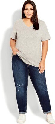 | Women's Plus Size Jean Rip Girlfriend - Dark Wash - 26W