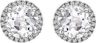 Grace 18k White Gold Topaz Diamond Stud Earrings