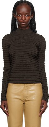 Brown Smocked Turtleneck