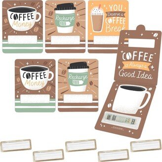 Big Dot of Happiness But First, Coffee - DIY Assorted Cafe Themed Party Cash Holder Gift - Funny Money Cards - Set of 6