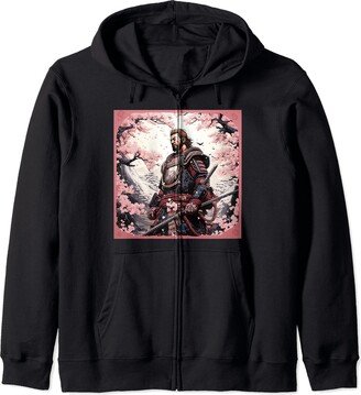 Samurai Sakura Blossom Haven Cherry Samurai Blossom Beauty Japanese Artistry in Bloom Zip Hoodie