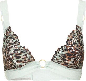 Printed lace soft cup bra