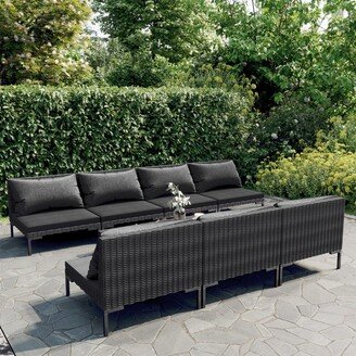 Patio Lounge Set with Cushions Poly Rattan - 27.6 x 27.6 x 24-AA