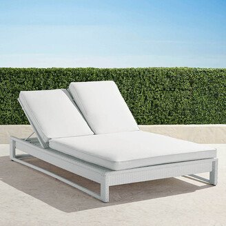 Palermo Double Chaise Lounge with Cushions in White Finish