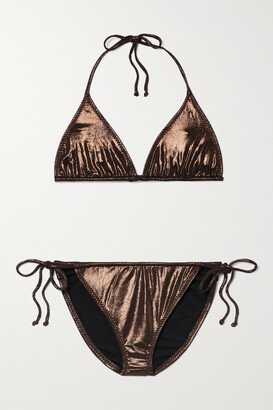 Metallic Halterneck Bikini - Brown