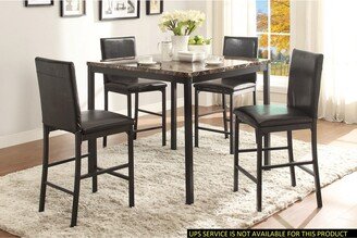 GREATPLANINC 5 Piece Counter Height Dining Room Furniture Set Faux Marble Dining Table 4 Faux Leather Upholstered Dining Chairs Small Space