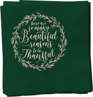 Paper Frenzy Christmas Holiday So Many Beautiful Reasons to Be Thankful Luxury 3 ply Luncheon Napkins 25 pack - Green