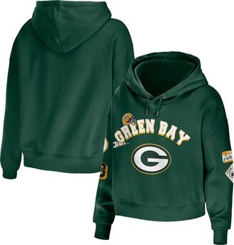 Women's Wear by Erin Andrews Green Green Bay Packers Modest Cropped Pullover Hoodie