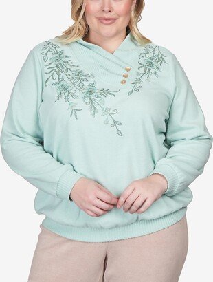 Plus Size St.Moritz Embroidered Envelope Neck Sweatshirt