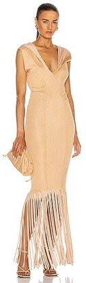 Rib Fringe Dress in Neutral