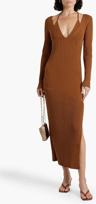 Aman layered ribbed-knit maxi dress