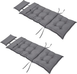 2 Pieces Patio Chair Cushion Set, High Back Seat Pads with Pillow