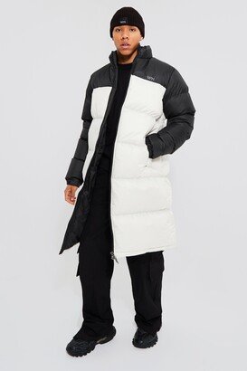 Mens Cream Tall Man Dash Longline Puffer