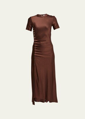 Rabanne Buttoned Ruched Waist Dress