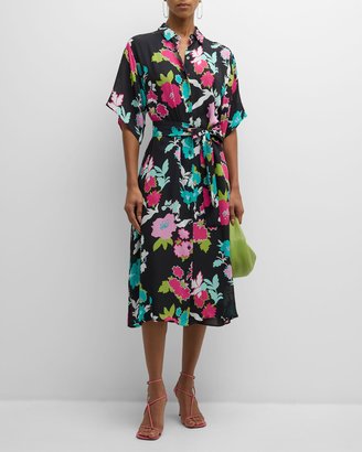 Tangier Floral-Print Georgette Midi Shirtdress