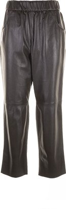 Via Masini 80 Waisted Leather Trousers