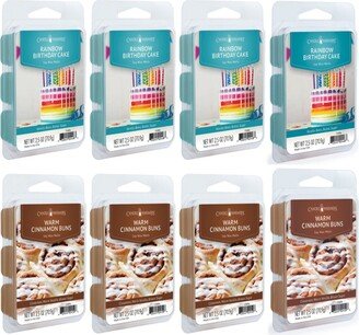 Candle Warmers Frosted Cake and Warm Cinnamon Buns 2.5 oz Wax Melts, Set of 8