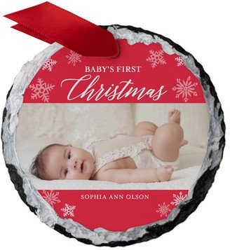 Ornaments: Baby's First Year Christmas Slate Ornament, Red, Circle