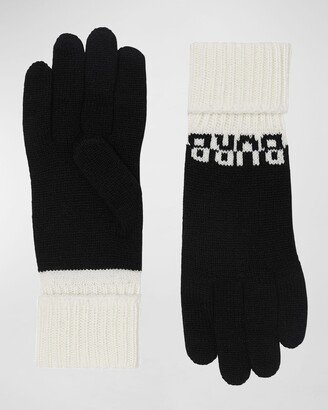 Men's Intarsia-Knit Logo Cashmere Gloves