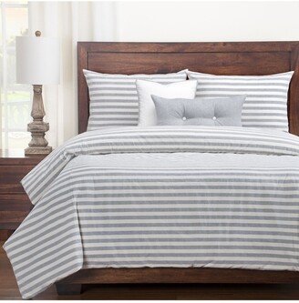 Farmhouse Pewter Striped 6 Piece Queen Luxury Duvet Set