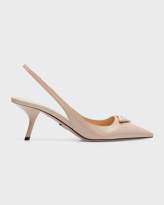 Patent Logo Slingback Pumps