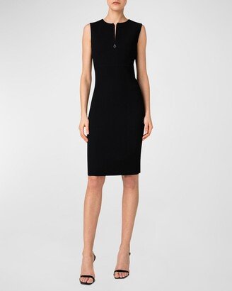 Wool Sheath Dress with Front Zip Detail