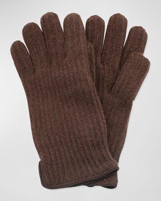 Men's Rbbed Cashmere Gloves