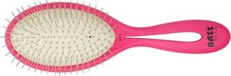 Bass Pet Brushes BIO-FLEX Alloy Pin Pet Brush with Patented Natural Plant Handle Oval Shape Pink