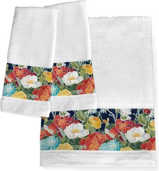 Midnight Floral Hand Towels - Wht/floral