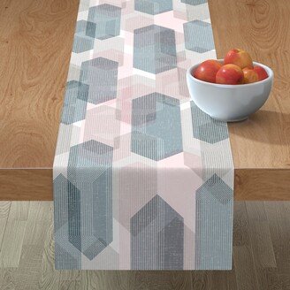 Table Runners: Deco Mod Hex Reflections Table Runner, 72X16, Gray