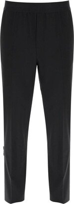 Logo-Waistband Tapered-Leg Stretched Trousers