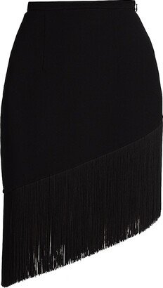 Asymmetric Fringed Mini Skirt