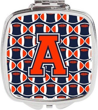 CJ1066-ASCM Letter A Football Orange, Blue & White Compact Mirror