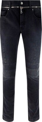 Zipped-Belt Skinny Jeans