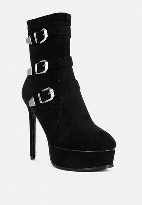 Rag & Co BEAUX High Platform Stiletto Ankle Boots in Black