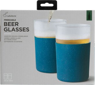 rabbit Freezable Beer Glasses Blue Set of 2