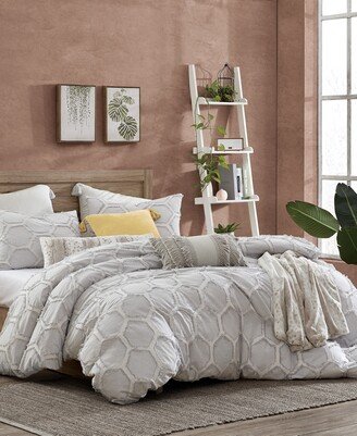 Clipped Honeycomb 3 Pieces Comforter Set, Full/Queen