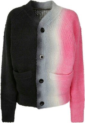 Tie-Dyed Knitted V-Neck Cardigan-AB