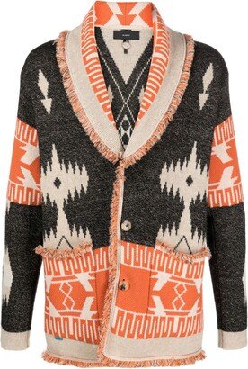 Icon jacquard V-neck cardigan