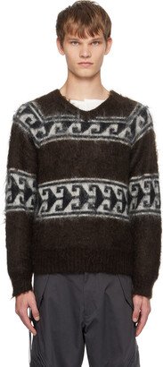 NVRFRGT Brown V-Neck Sweater