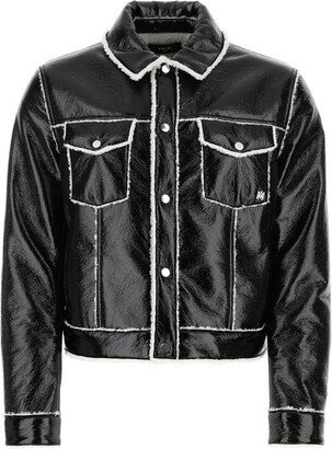 Button-Up Long Sleeved Leather Jacket