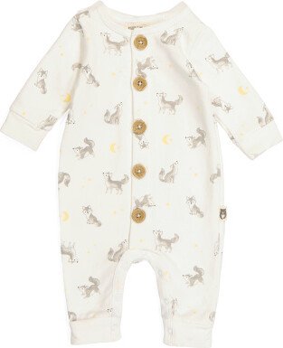 Newborn Wolf Print Cozy Coveralls