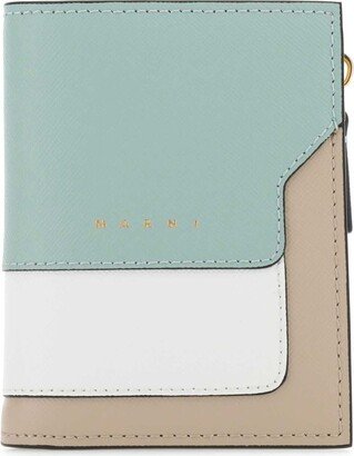 Logo Detailed Panelled Zipped Wallet